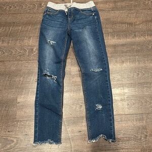Justice Girls super skinny jeans with sweatband waist that ties